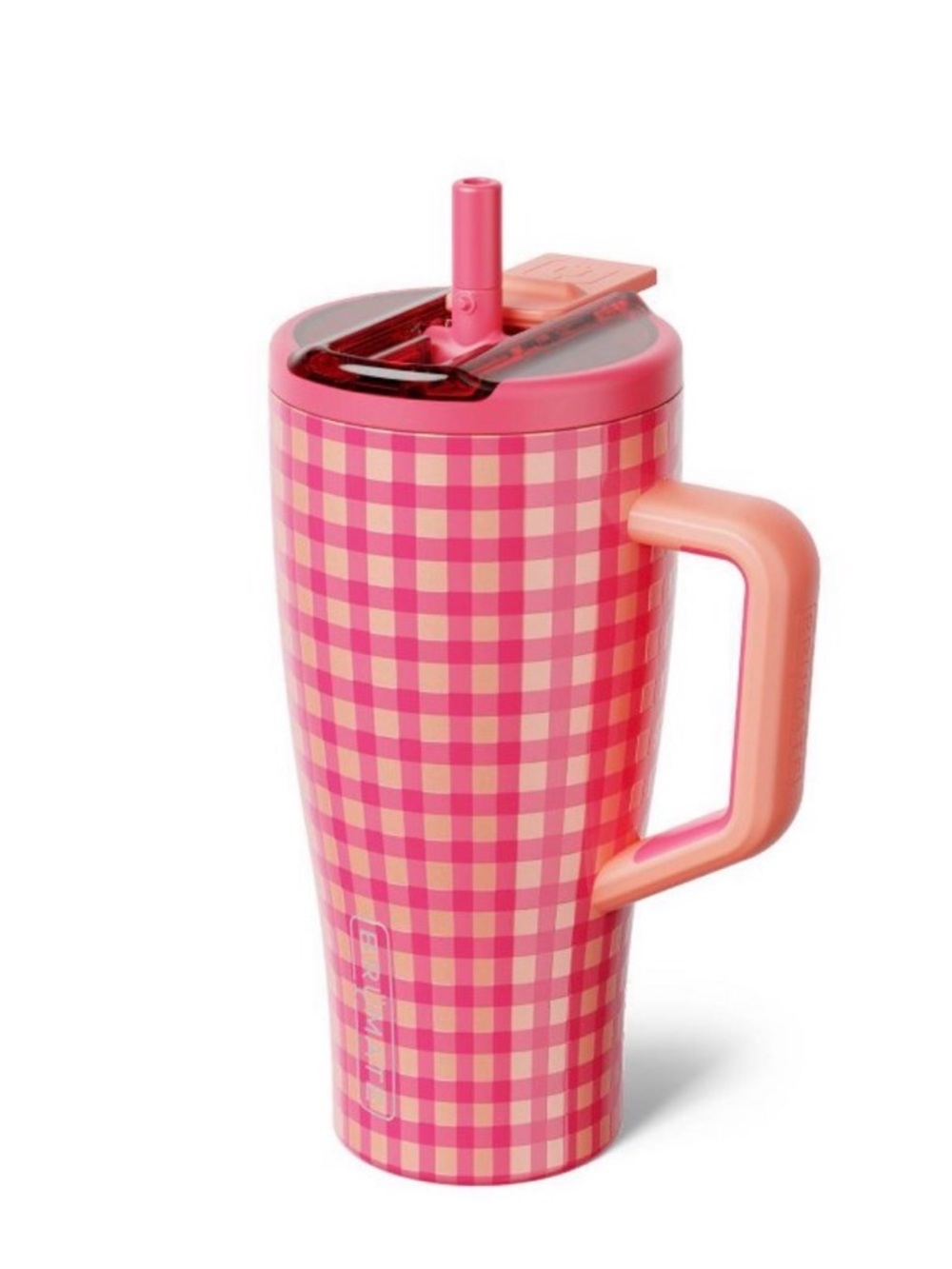 BruMate 30 oz stainless steel era flip water bottle-peach gingham.